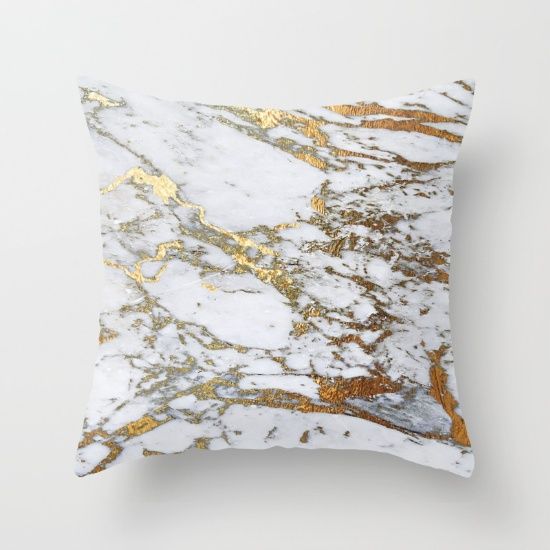 Gold and Marble Throw Pillow